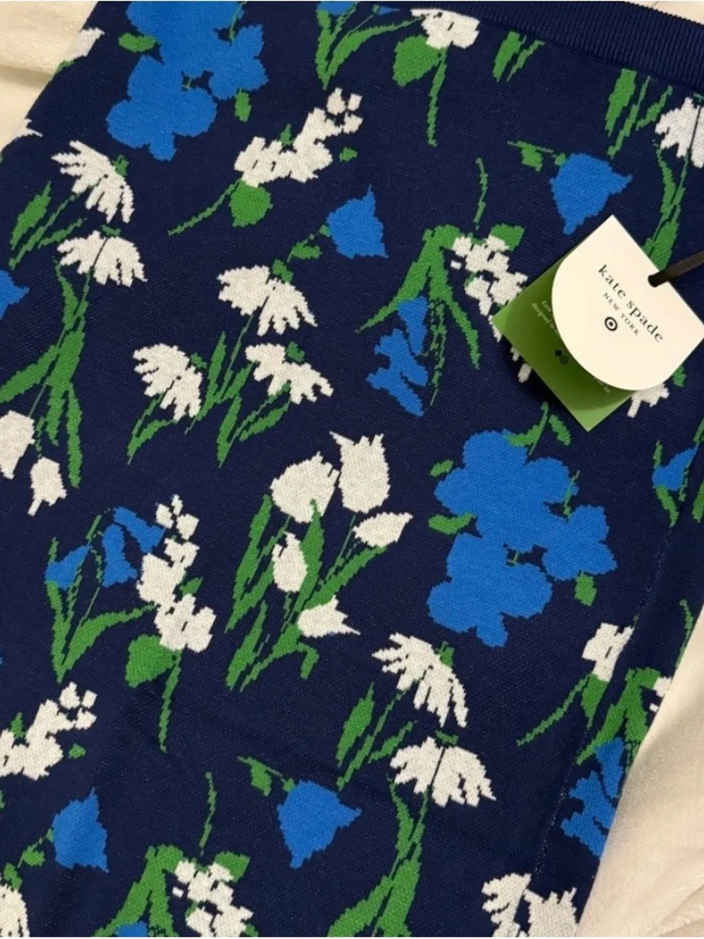 kate spade Navy Floral Midi Pencil Skirt with Blue & White Blooms